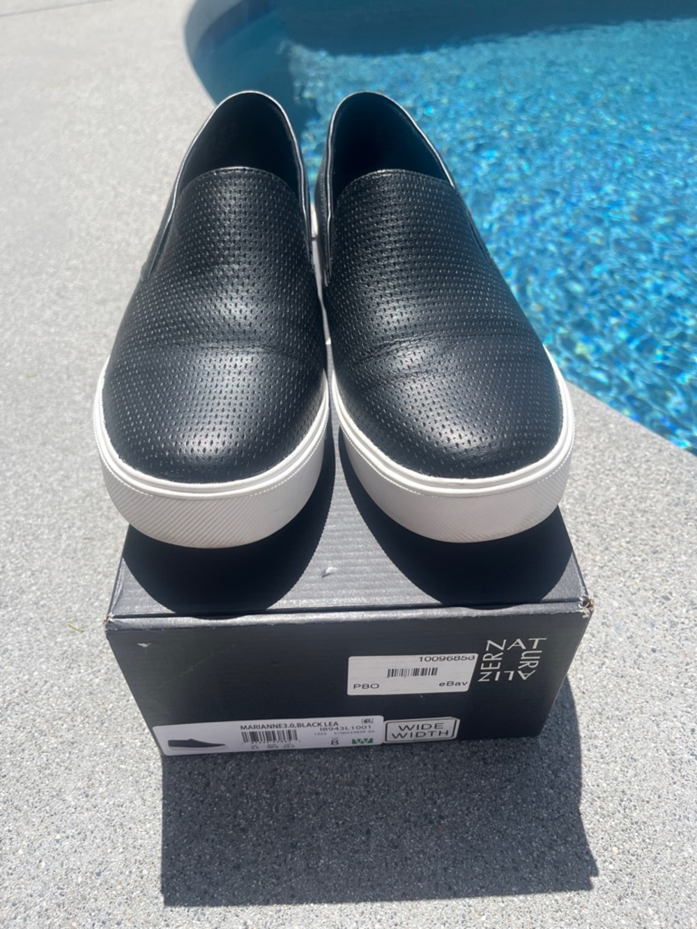 Naturalizer Marianne  Black Perforated Slip-On Sneakers with White Platform